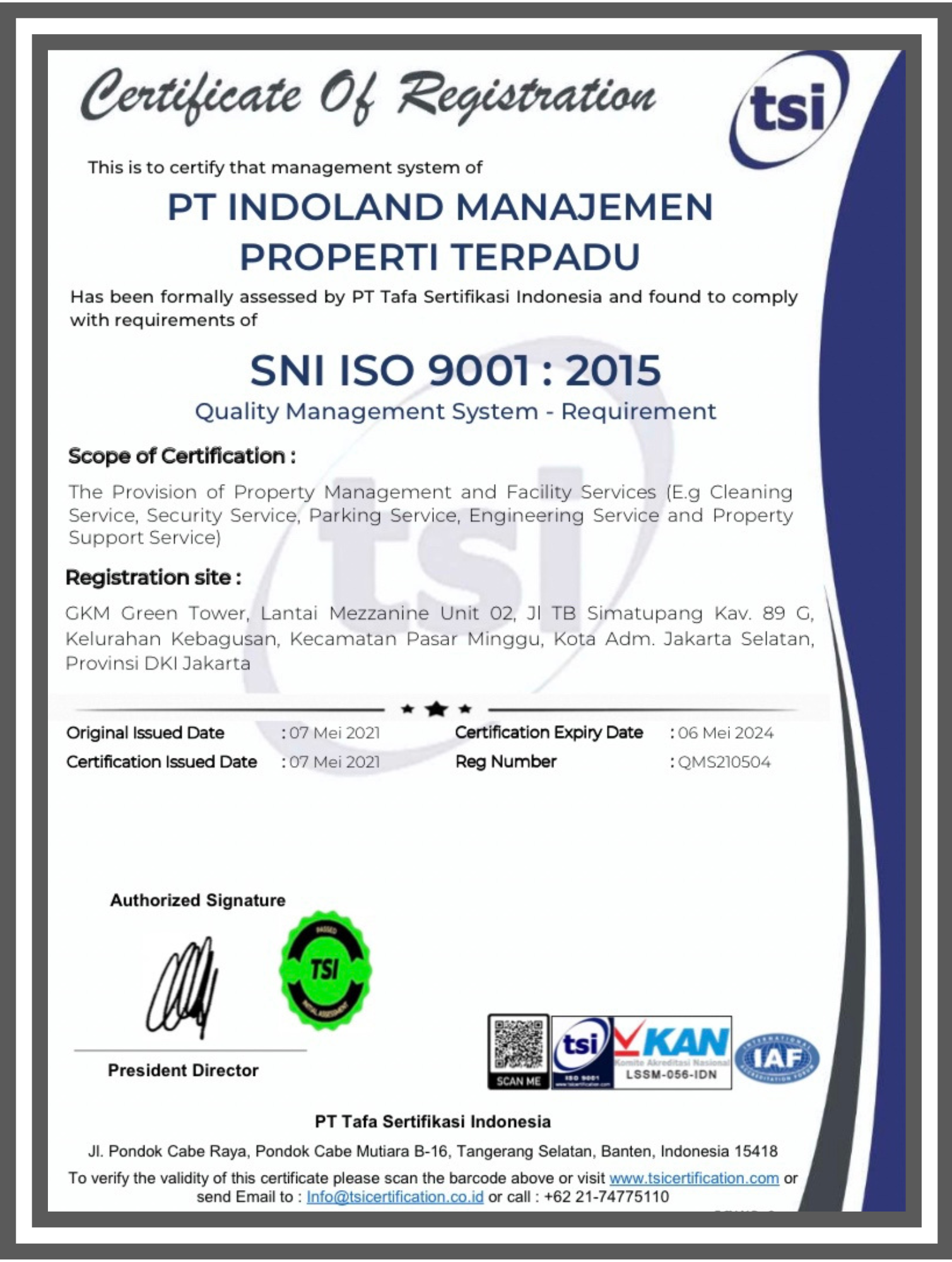 ISO 9001: 2015 Indoland